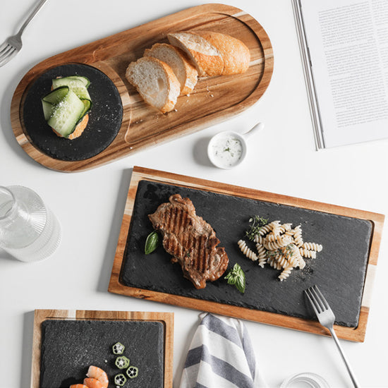 Household Rock Wood Board Tray - Premium Wood by Woody Kitchenware