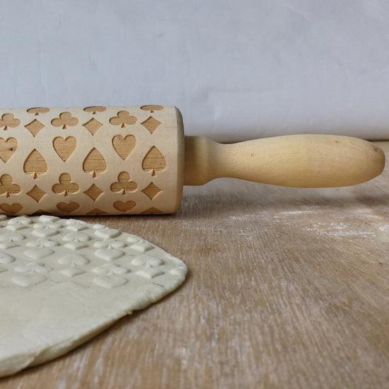 Christmas Wooden Rolling Pin: Poker Embossed Roller | Woody&