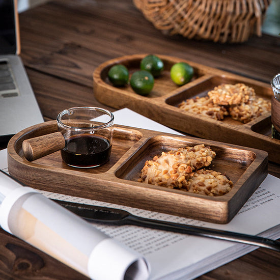 Retro Harmony: Japanese Style Wooden Compartment Serving Tray – WoodyKitchenware