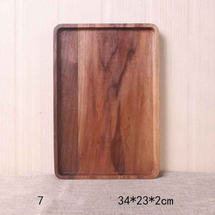 Japanese Style Wooden Black Walnut Rectangular Dinner Plate – Elegant & Durable