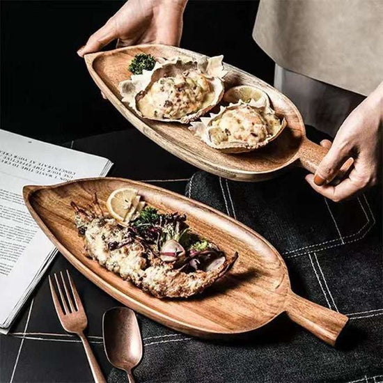 Leaf Shaped Wooden Plate – Afternoon Tea & Dim Sum Serving Tray.