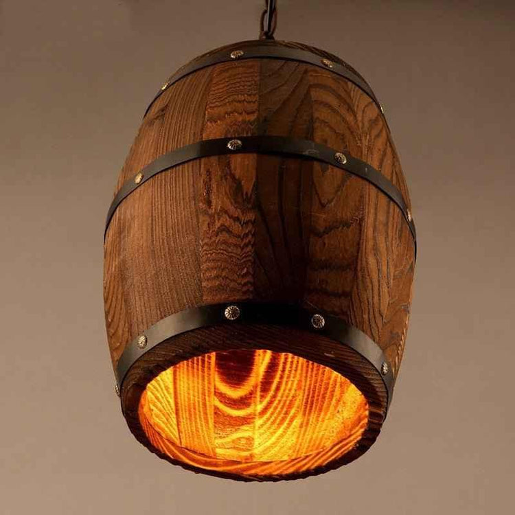 Rustic Wine Barrel Wooden Chandelier – Creative Vintage Style for Dining, Café & Living Spaces