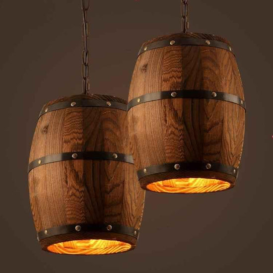 Rustic Wine Barrel Wooden Chandelier – Creative Vintage Style for Dining, Café & Living Spaces