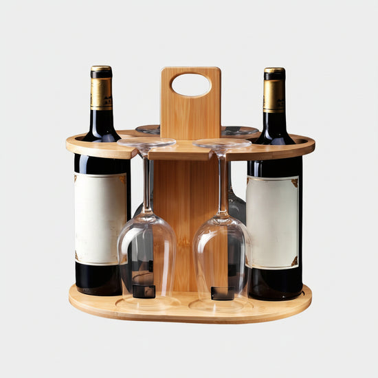 Wooden wine rack ornament by WoodyKitchenware, showcasing a bamboo wine holder with a sleek, solid wood display for red wine bottles.