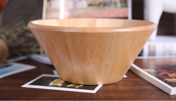 Round Japanese wooden bowl by WoodyKitchenware, made of solid birch timber, showcasing smooth, natural wood grain and craftsmanship.