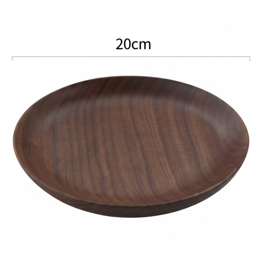 Japanese-style black walnut wooden plate by WoodyKitchenware, square tray perfect for breakfast and snacks, elegant and natural.