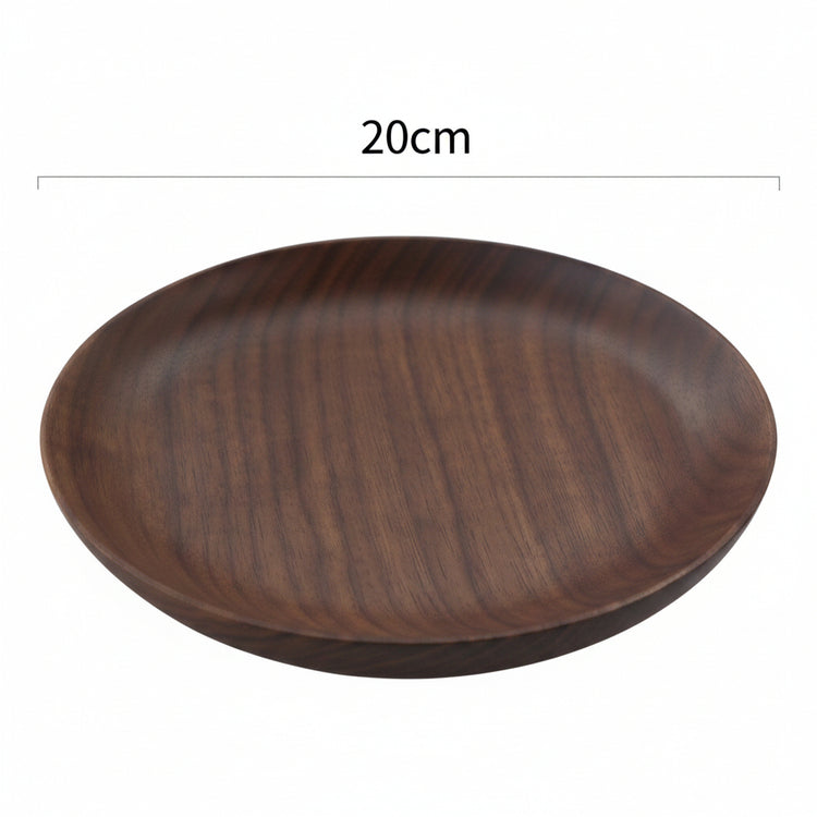 Japanese-style black walnut wooden plate by WoodyKitchenware, square tray perfect for breakfast and snacks, elegant and natural.