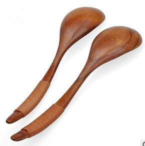 Set of three brown wooden spoons with tie wires from WoodyKitchenware, handcrafted wooden tableware by WoodyKitchenware.