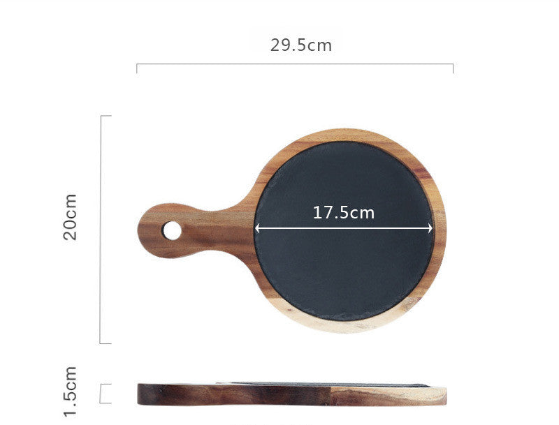 Rustic rectangular wooden serving tray by WoodyKitchenware, ideal for sushi, pastries, desserts, and steaks with natural wood finish.