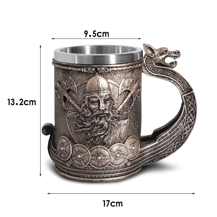 Handcrafted Viking Pirate Beer Mug by WoodyKitchenware featuring nautical baroque design and detailed Viking-inspired artwork.