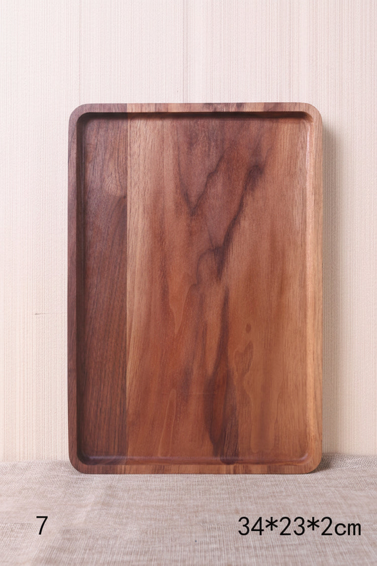 Japanese style wooden black walnut rectangular dinner plate by WoodyKitchenware, showcasing elegant, durable handcrafted wood design.