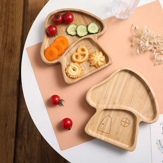 Eco-friendly wooden feeding bowls for children from WoodyKitchenware, bamboo dinnerware set with natural wood finish.