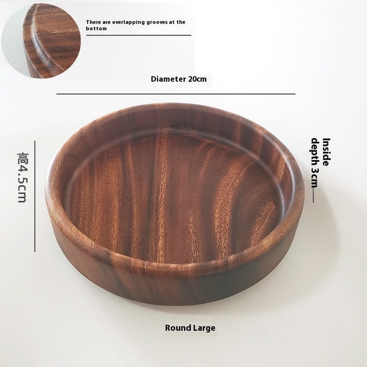 Wooden storage tray by WoodyKitchenware with walnut finish, 14x14x3.3cm, handcrafted solid timber for organizing countertops.