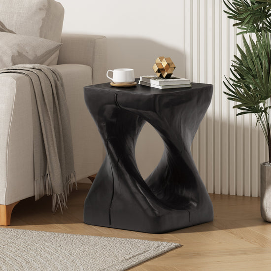 Outdoor Side Table | Wood-Like Texture, Black by WoodyKitchenware