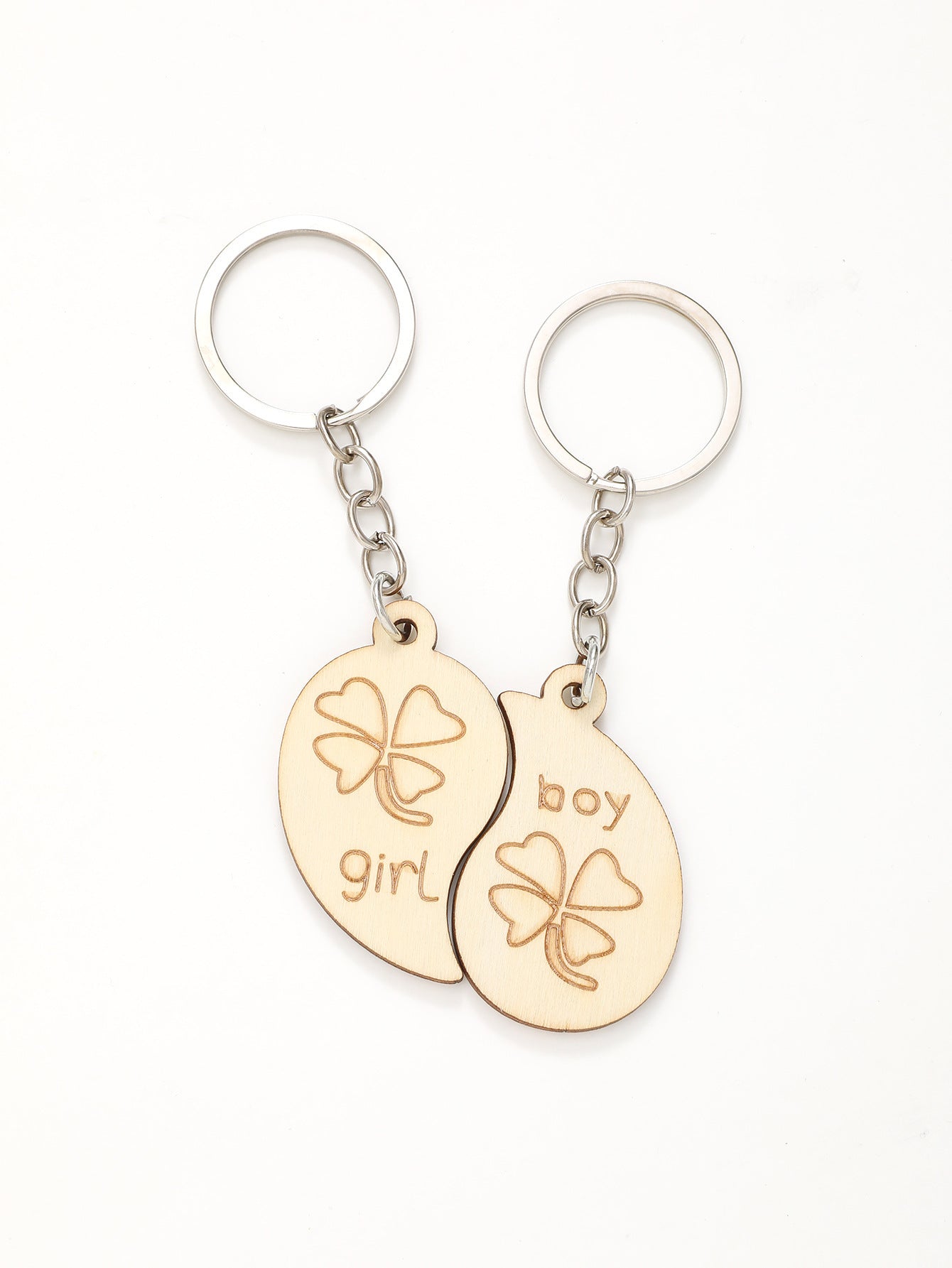 Pendentif en bois avec boucle de clé pour couple