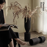 Rustic Wabi-Sabi carbonized wood vase by WoodyKitchenware, featuring artisanal, textured finish for natural home decor.