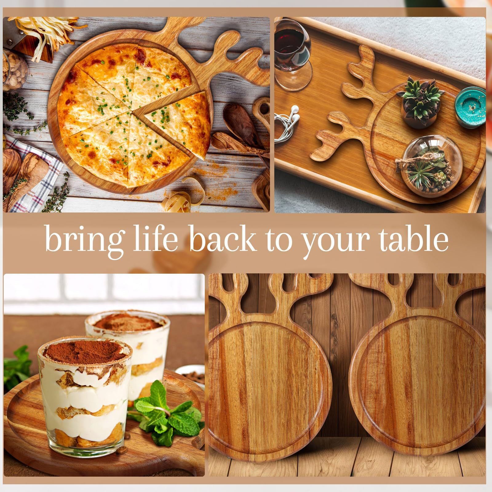 Christmas Wooden Tray With - Premium Wood by Woody Kitchenware