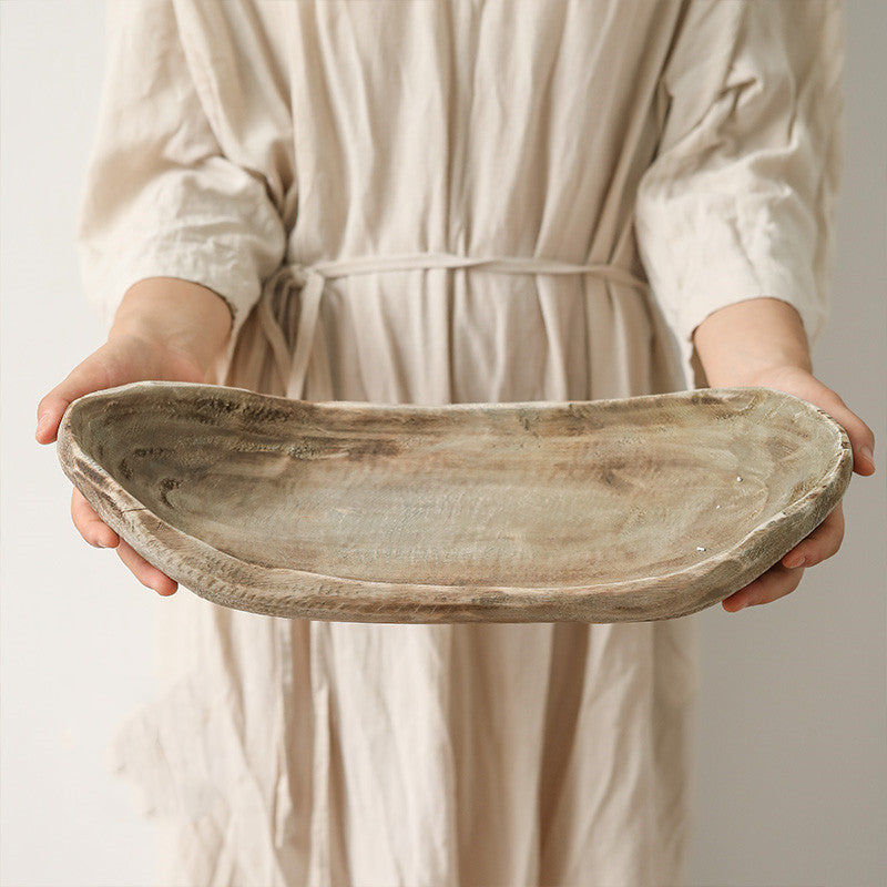 Wood product natural paulownia wood tray with distressed look
