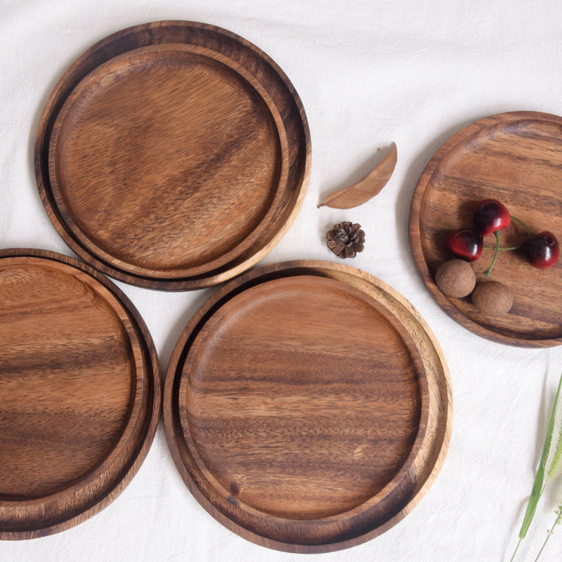 Classic Round Wooden Plate - Versatile for Serving & Display