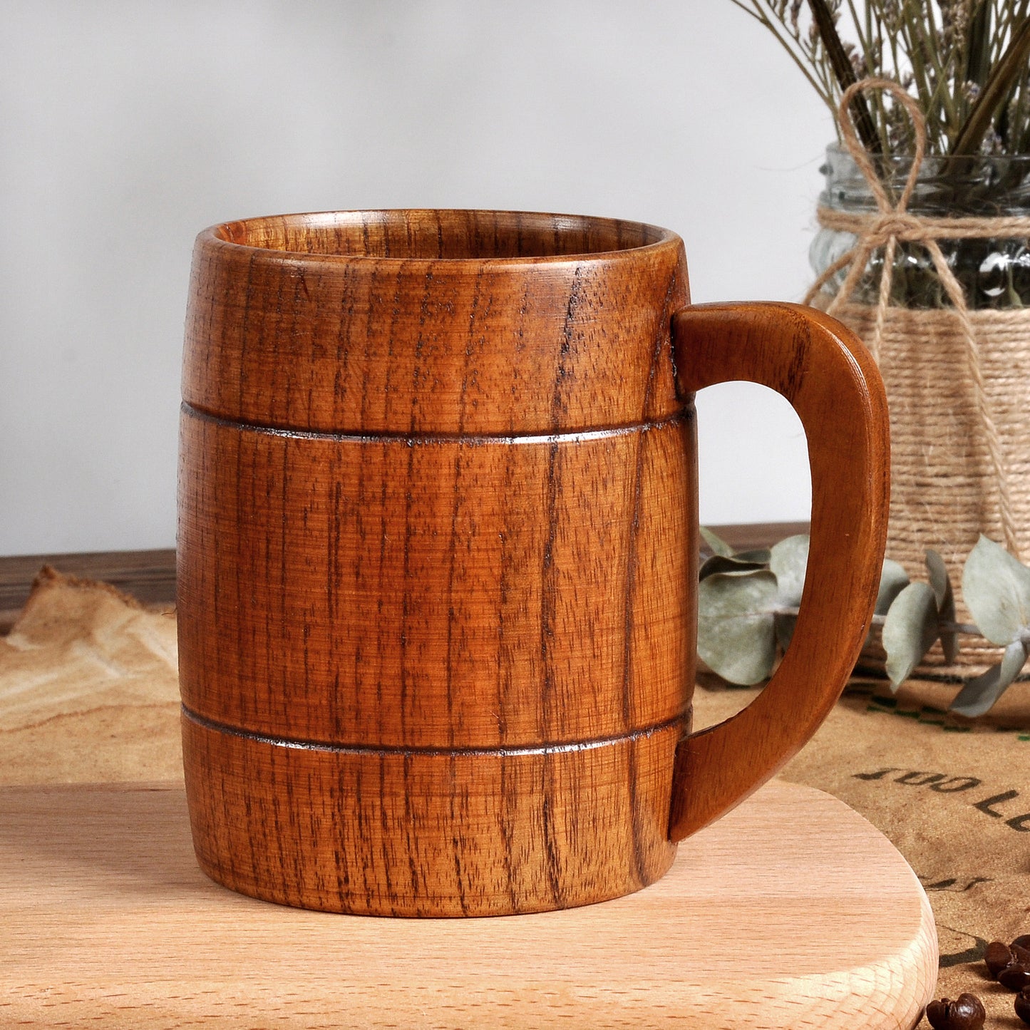 Handcrafted Wooden Beer Mug - Rustic & Durable Design