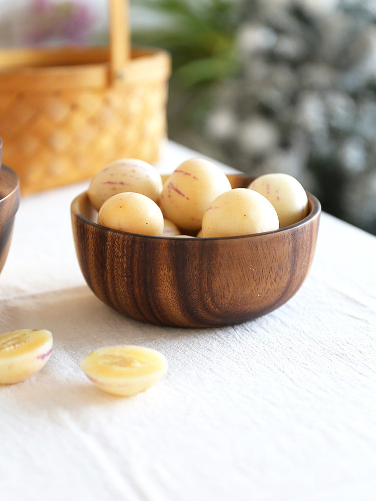 Natural Wooden Bowl - Fruit, Salad & Food Serving - Home & Restaurant Use (Check Size)