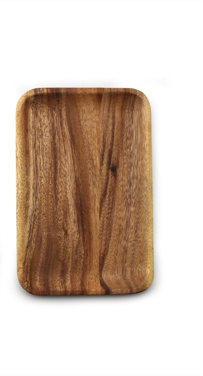 Assiette rectangulaire en bois d&#39;acacia