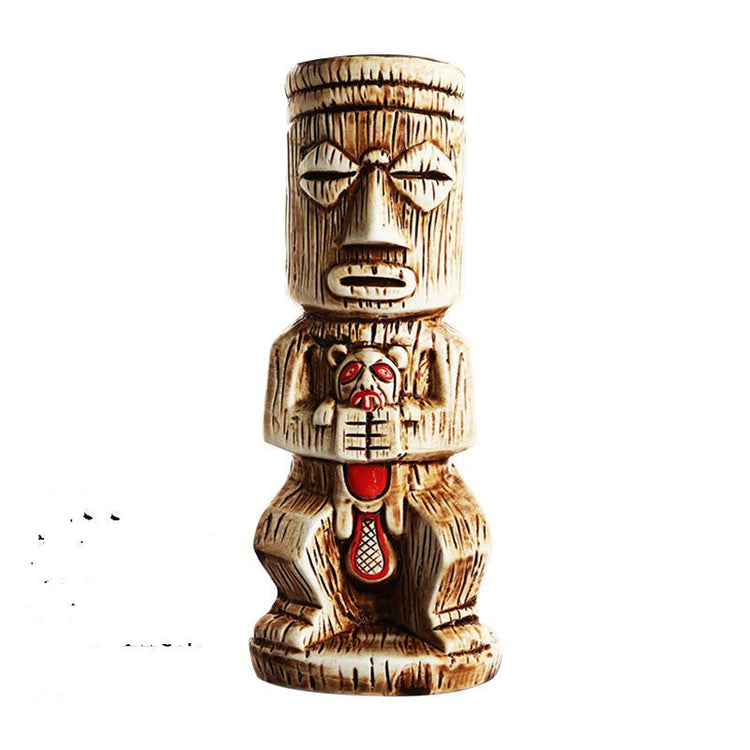 Ceramic Tiki Mug: The Moai Sentinel | Woody&