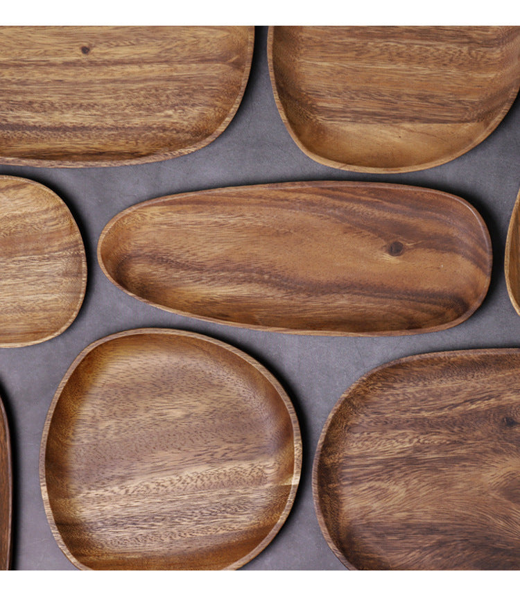 Rectangular Walnut Tray - Snack, Sushi, Fruit & Tea Serving Plate with Irregular Design