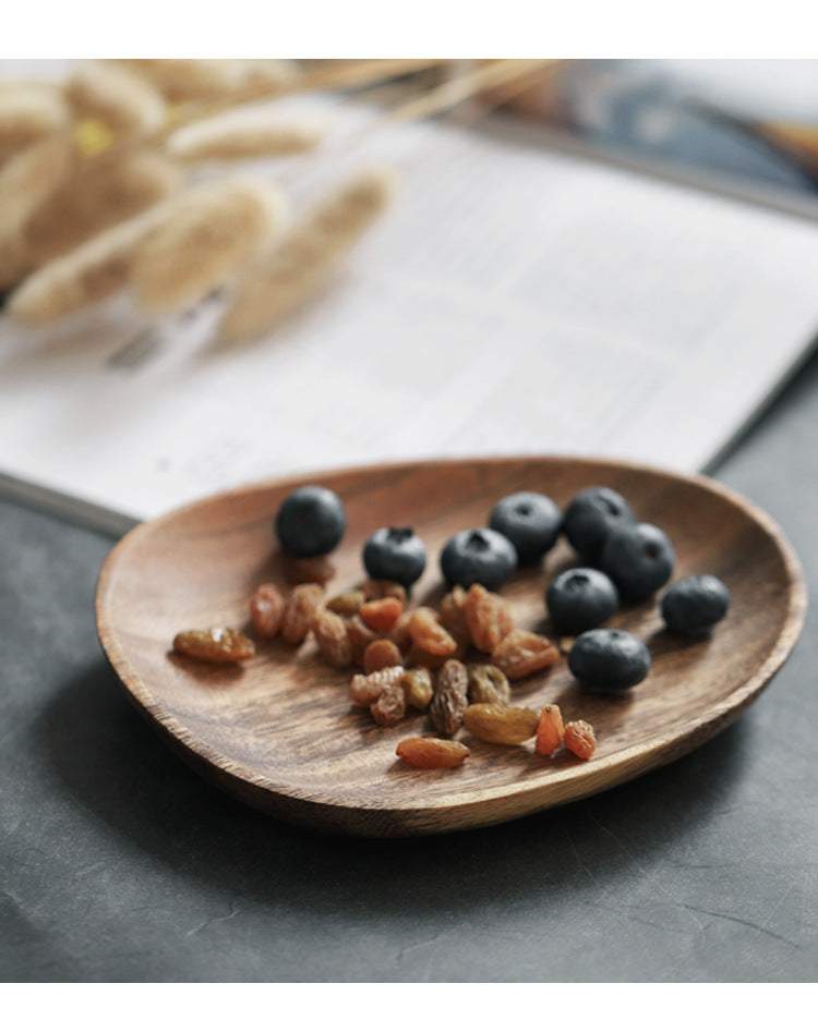 Rectangular Walnut Tray - Snack, Sushi, Fruit & Tea Serving Plate with Irregular Design