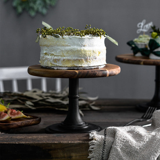 Wooden Cake Stand: Solid Acacia Pedestal Stand | Woody&
