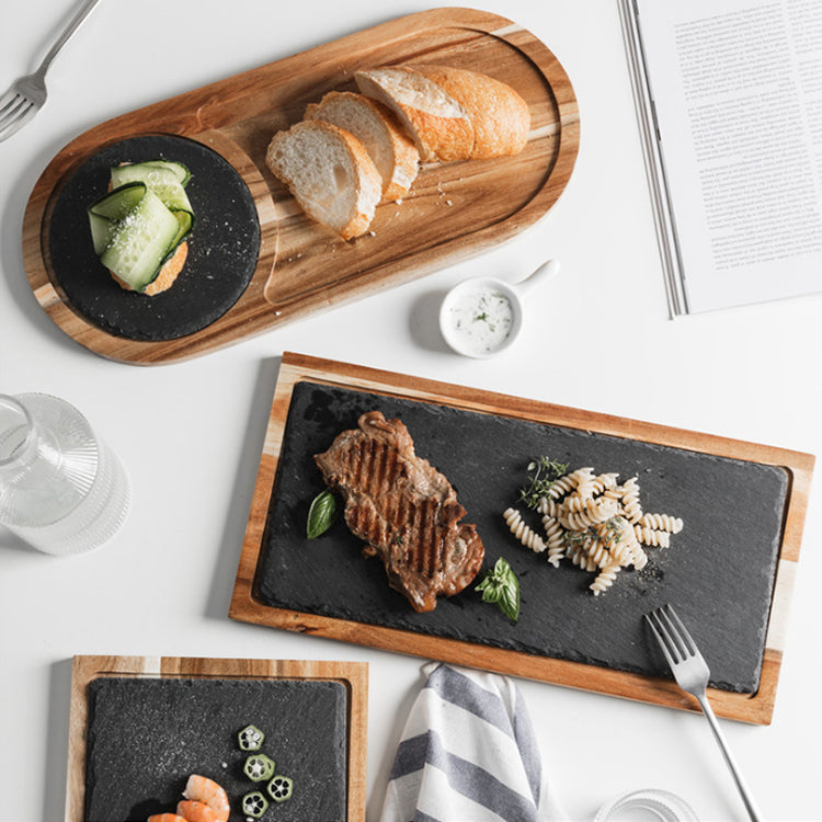 Household Rock Wood Board Tray - Premium Wood by Woody Kitchenware