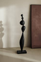 Antique Wabi-Sabi style wooden sculpture by WoodyKitchenware, featuring a minimalist, rustic art floor decoration with natural wood finish.