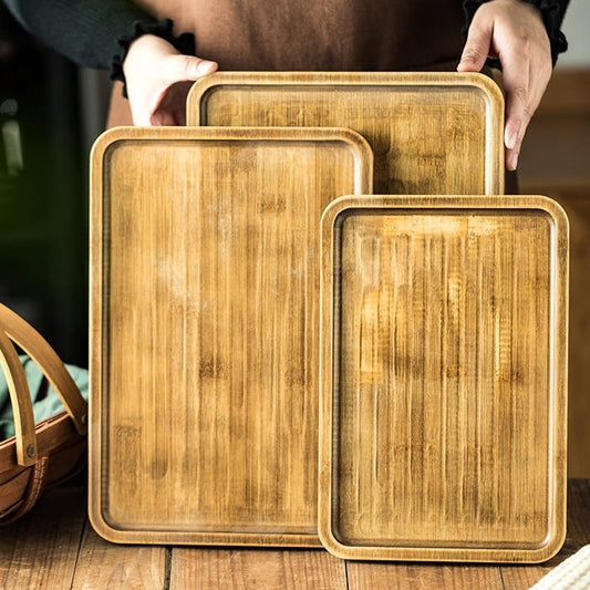 Plateau rectangulaire en bois rétro pour restaurant