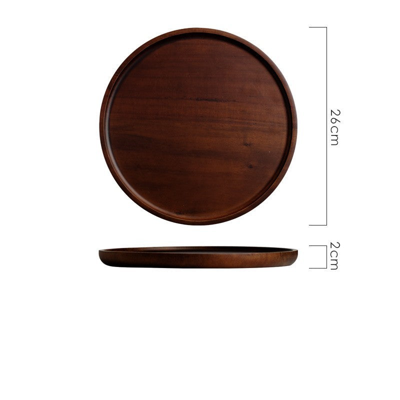 Plateau de rangement circulaire en bois pour gâteaux japonais