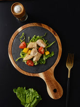 Wooden Pizza Board: Marble Accent Pizza Plate Woody&