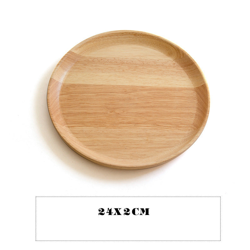 Round Japanese-Style Wooden Tray - Versatile Serving for Home