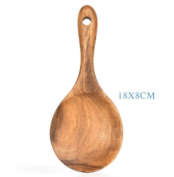 Teak Wood Kitchen Utensil Set: Spoon, Ladle, Turner, Colander, Skimmer & More