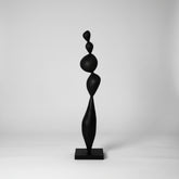 Antique Wabi-Sabi style wooden floor sculpture with rustic finish, crafted by WoodyKitchenware, showcasing natural wood texture and minimalist design.