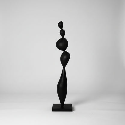 Antique Wabi-Sabi style wooden floor sculpture with rustic finish, crafted by WoodyKitchenware, showcasing natural wood texture and minimalist design.