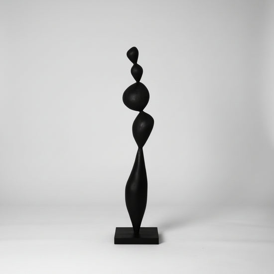 Antique Wabi-Sabi style wooden floor sculpture with rustic finish, crafted by WoodyKitchenware, showcasing natural wood texture and minimalist design.