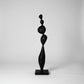 Antique Wabi-Sabi style wooden floor sculpture with rustic finish, crafted by WoodyKitchenware, showcasing natural wood texture and minimalist design.