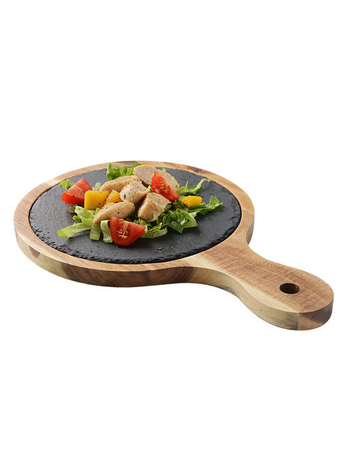 Plat à pizza en bois noir Assiette en bois