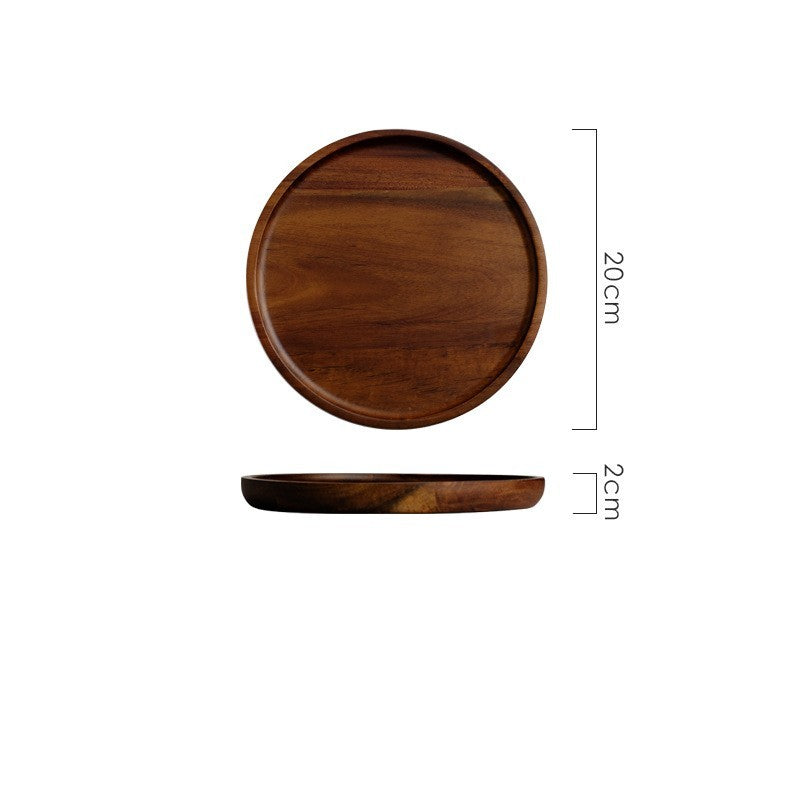 Plateau de rangement circulaire en bois pour gâteaux japonais