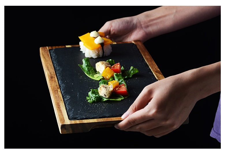Black Wood Pizza Dish - Premium Wood by Woody Kitchenware