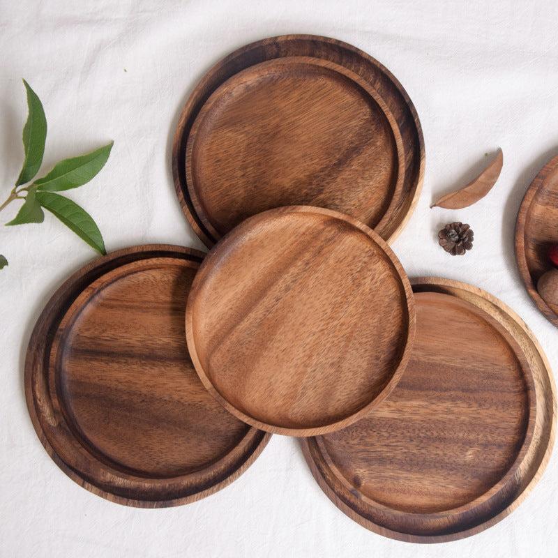 Classic Round Wooden Plate - Versatile for Serving & Display