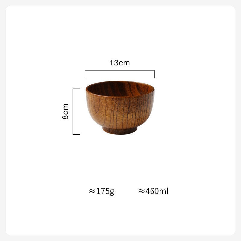 Cuenco de madera de estilo japonés Cuenco de madera para sopa de arroz Cuenco para ensalada Recipiente para alimentos Cuenco grande y pequeño para niños Vajilla Utensilios de madera