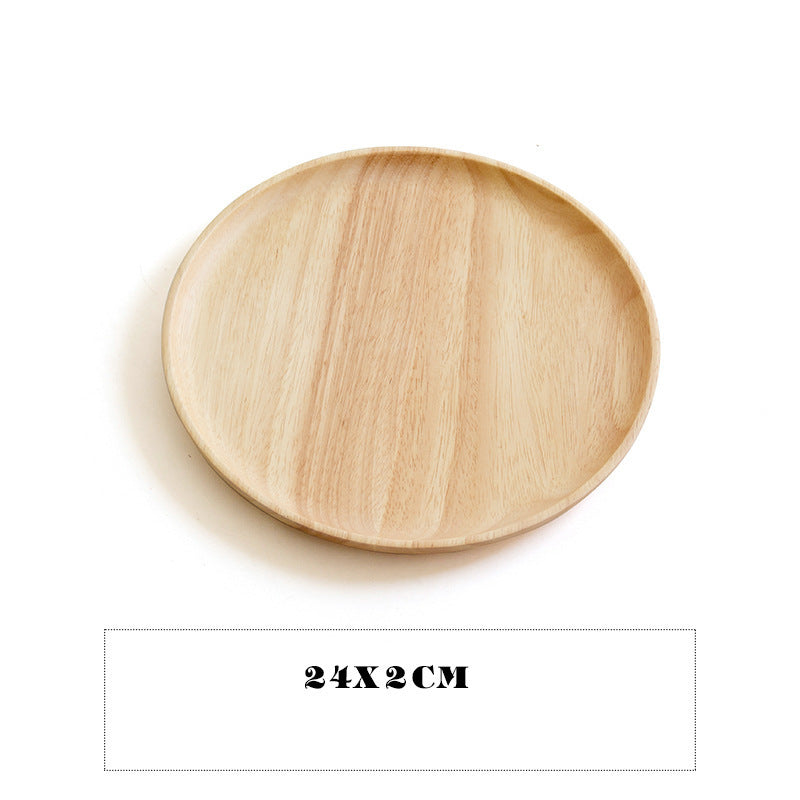 Round Japanese-Style Wooden Tray - Versatile Serving for Home