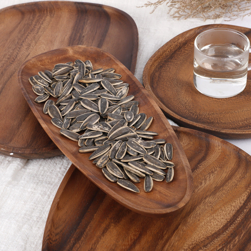 Rectangular Walnut Tray - Snack, Sushi, Fruit & Tea Serving Plate with Irregular Design