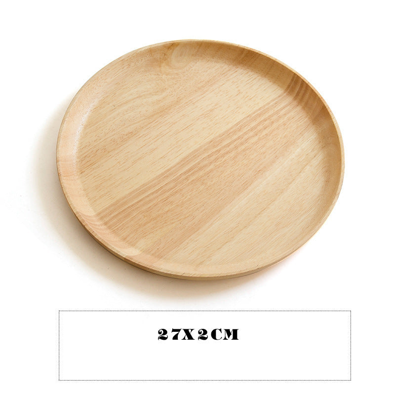 Round Japanese-Style Wooden Tray - Versatile Serving for Home