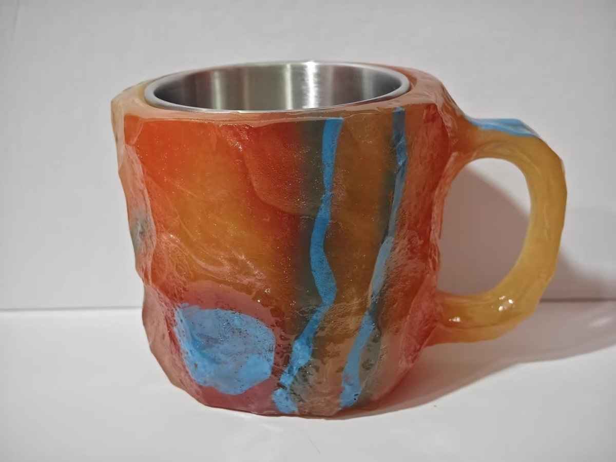 400ml Resin Mineral Crystal Coffee Mug with Handle – Elegant & Durable Tea Cup